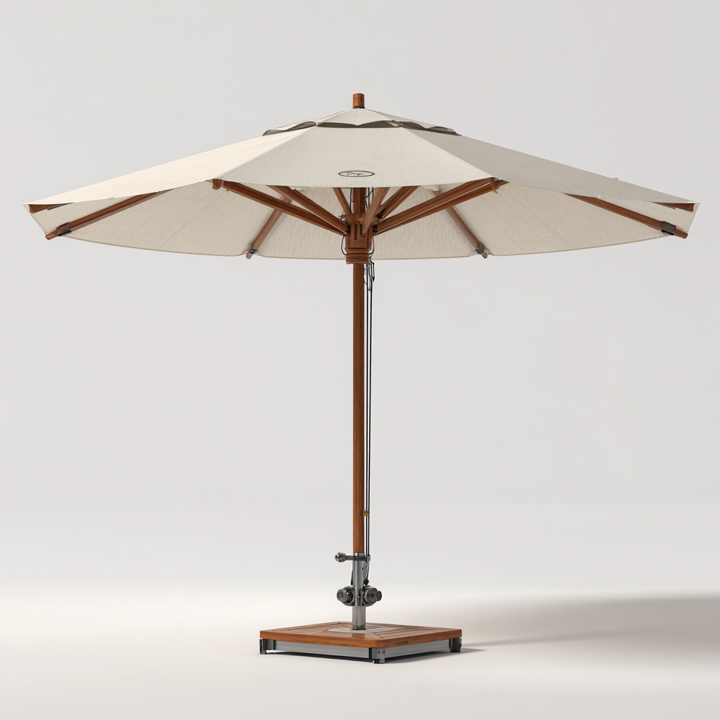 Parasol De Jardin En Tissu Et Bois 300X300X255 Cm - Beige - Design Classique Pour Extérieur-Sovoraiodecor