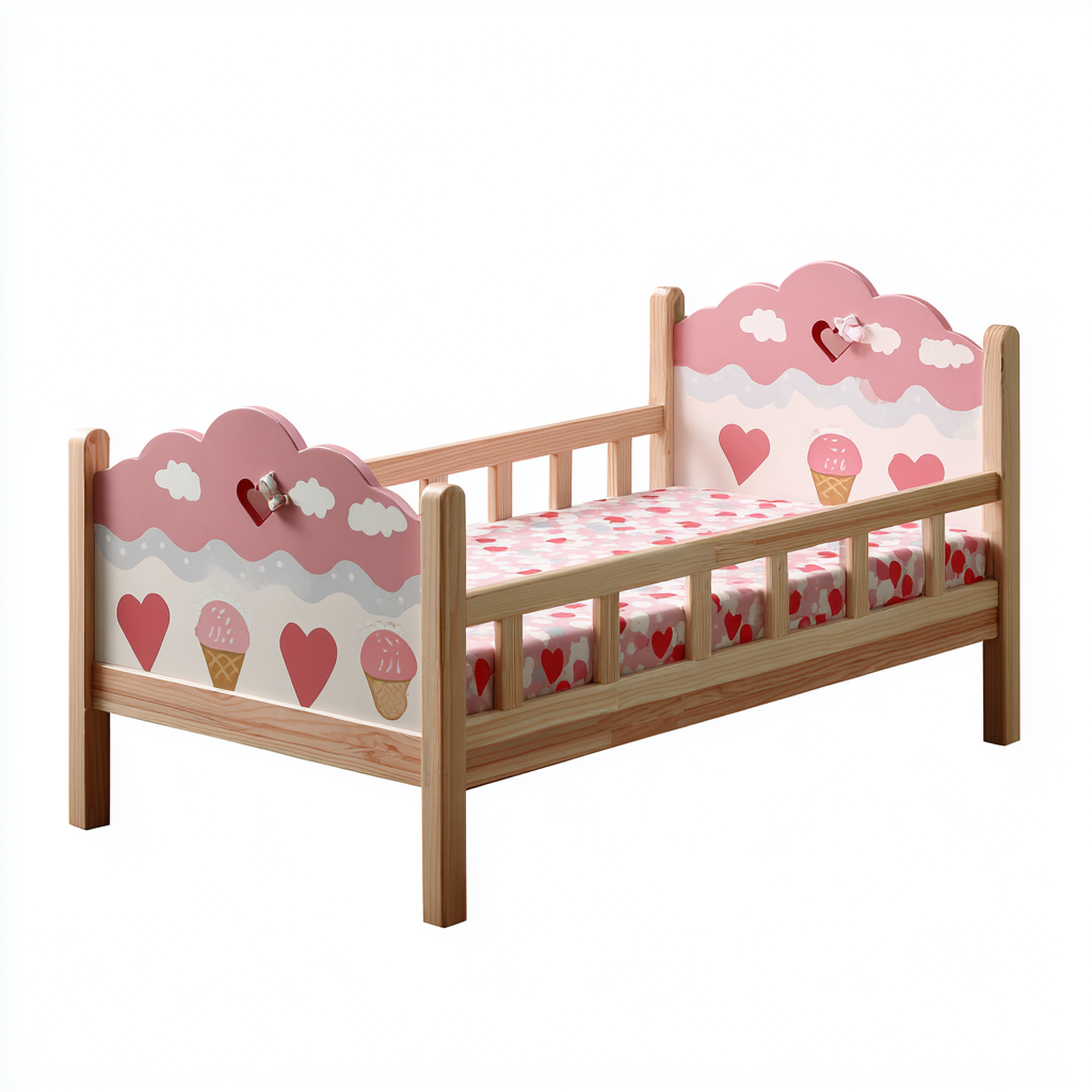 Lit Enfant En Bois Avec Panneaux Décoratifs 140X70X90 Cm - Rose-Bois Naturel - Design Enfant-Sovoraiodecor