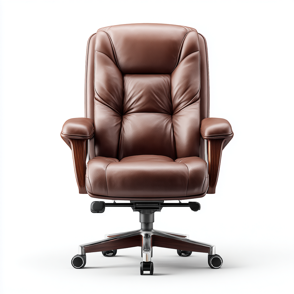 Chaise De Bureau Direction Rembourrée En Similicuir Et Bois 68X70X115 Cm - Marron - Usage Bureau - Design Moderne Confortable-Sovoraiodecor