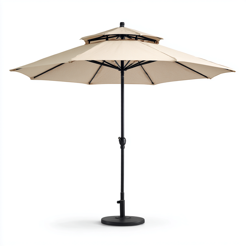 Parasol De Jardin Carré Double Toile En Tissu 300X300X260 Cm - Beige - Protection Solaire Pour Extérieur-Sovoraiodecor