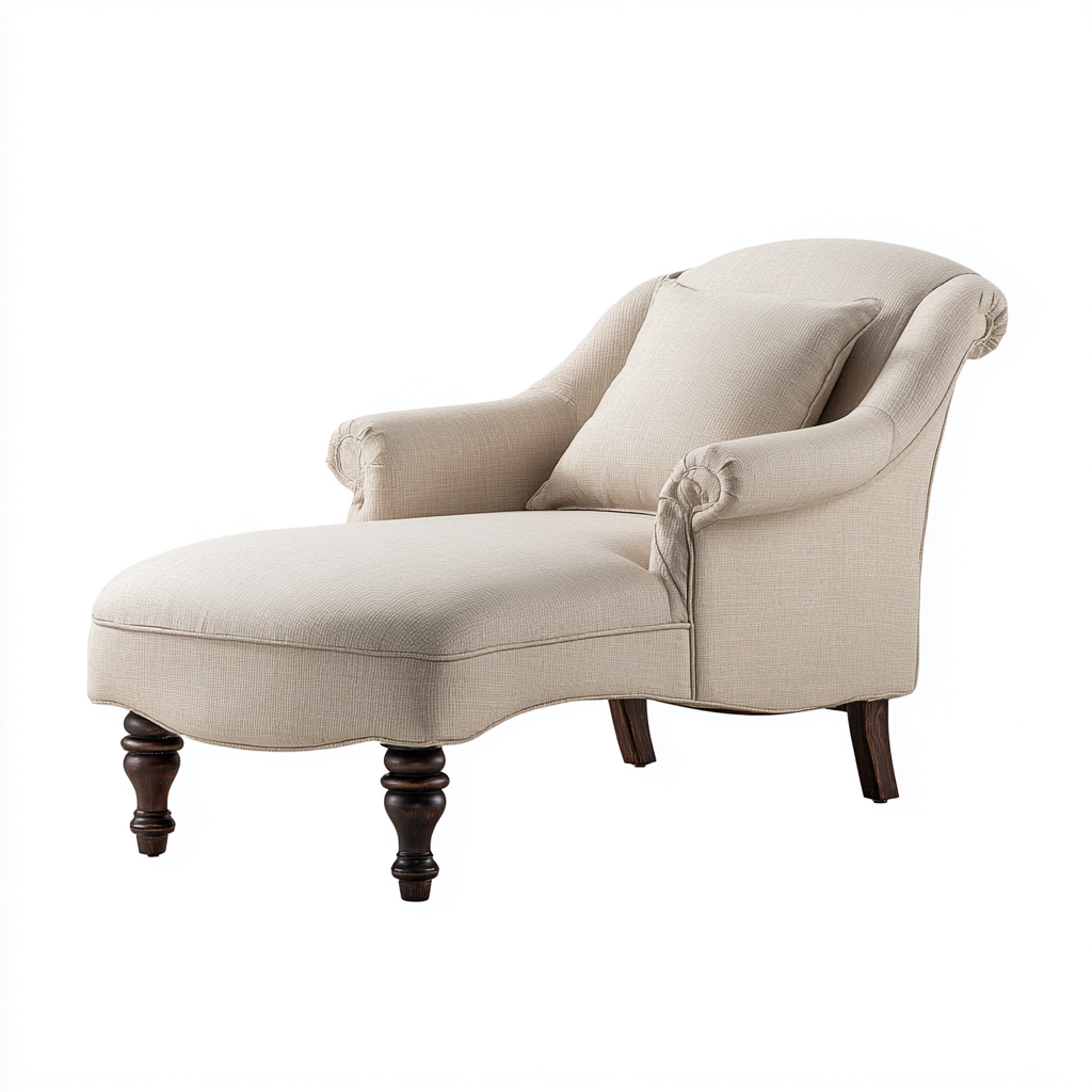 Chaise Longue Rembourrée En Tissu Uni 138X76X82 Cm - Beige - Usage Salon - Style Classique Élégant-Sovoraiodecor