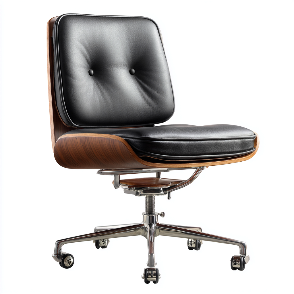 Chaise De Bureau Rembourrée En Similicuir Et Bois 68X65X88 Cm - Noir Et Noyer - Usage Bureau - Design Moderne Élégant-Sovoraiodecor