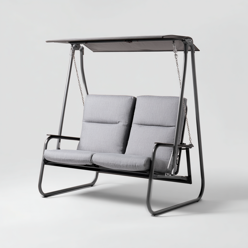 Balancelle De Jardin 2 Places En Métal Avec Toit 170X115X165 Cm - Gris Foncé-Gris Clair - Avec Coussins - Design Contemporain Pour Extérieur-Sovoraiodecor