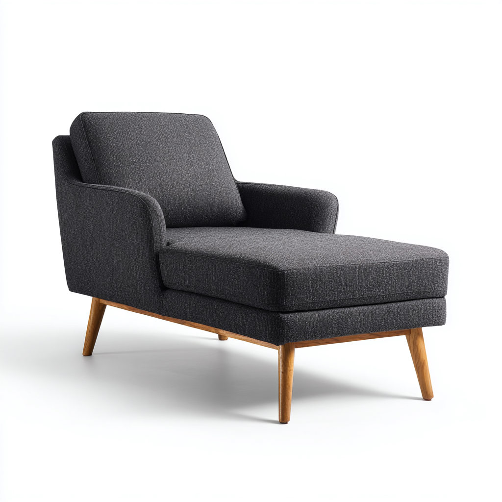 Chaise Longue Compacte Rembourrée En Tissu 120X72X76 Cm - Gris Foncé - Usage Salon - Style Moderne Bois-Sovoraiodecor