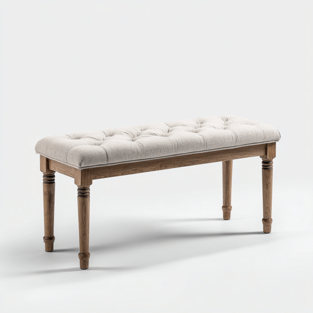 Banc De Lit Rembourré 140X40X45 Cm - Beige - Revêtement En Tissu - Style Classique-Sovoraiodecor