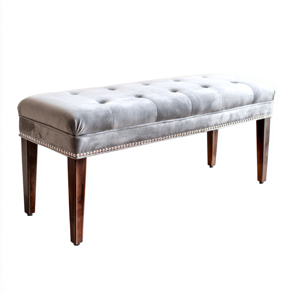 Banc De Lit Rembourré 135X42X46 Cm - Gris - Revêtement En Velours - Style Élégant-Sovoraiodecor