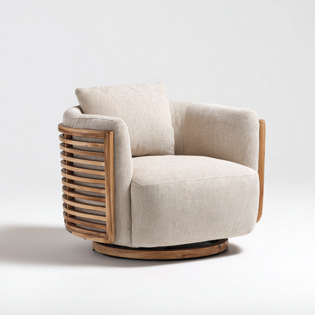 Fauteuil De Jardin En Tissu Et Bois 92X88X80 Cm - Beige - Design Contemporain Pour Extérieur-Sovoraiodecor