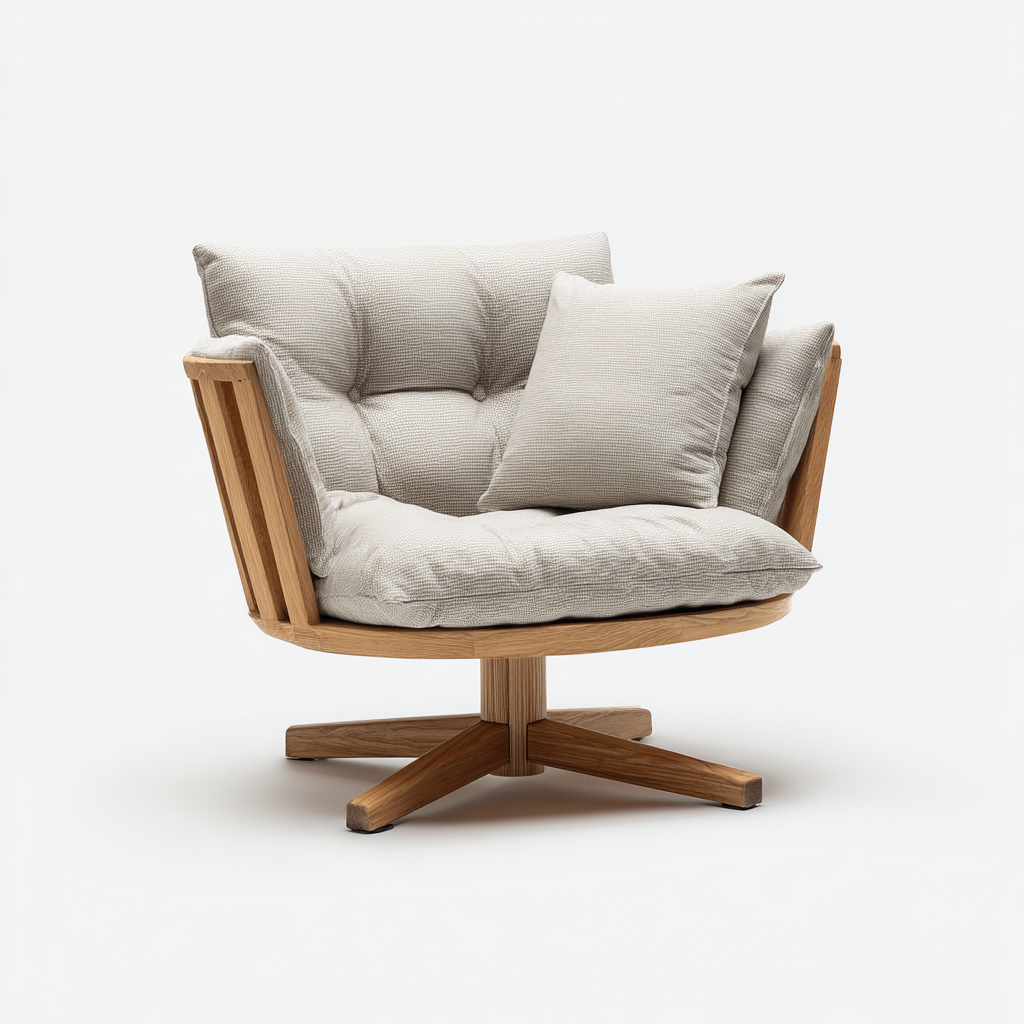 Fauteuil De Jardin En Tissu Et Bois 94X92X84 Cm - Beige Et Bois - Design Contemporain Pour Extérieur-Sovoraiodecor