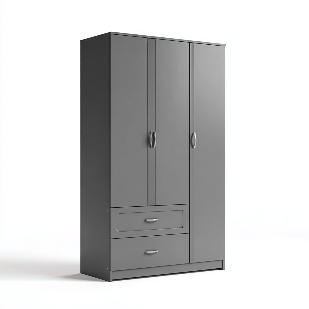 Armoire En Bois 145X60X200 Cm - Gris Foncé - Design Moderne - Rangement Chambre-Sovoraiodecor