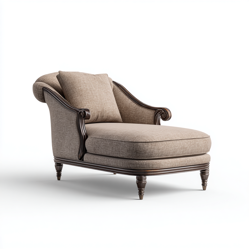 Chaise Longue Rembourrée En Tissu 155X72X82 Cm - Beige - Usage Salon - Design Classique Élégant-Sovoraiodecor