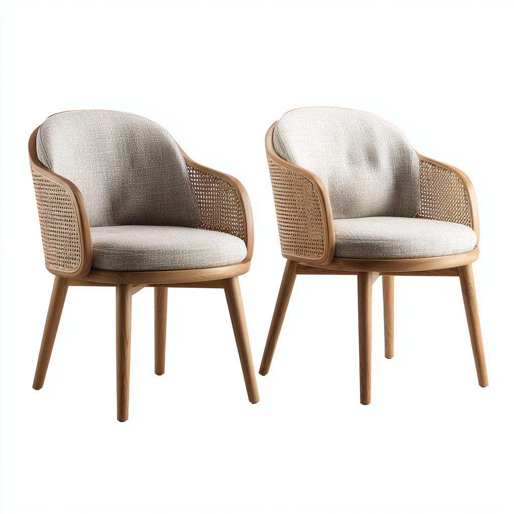 Fauteuil De Jardin En Tissu Et Structure Bois Avec Accoudoirs Tressés 62X64X80 Cm - Beige - Design Naturel Pour Extérieur-Sovoraiodecor