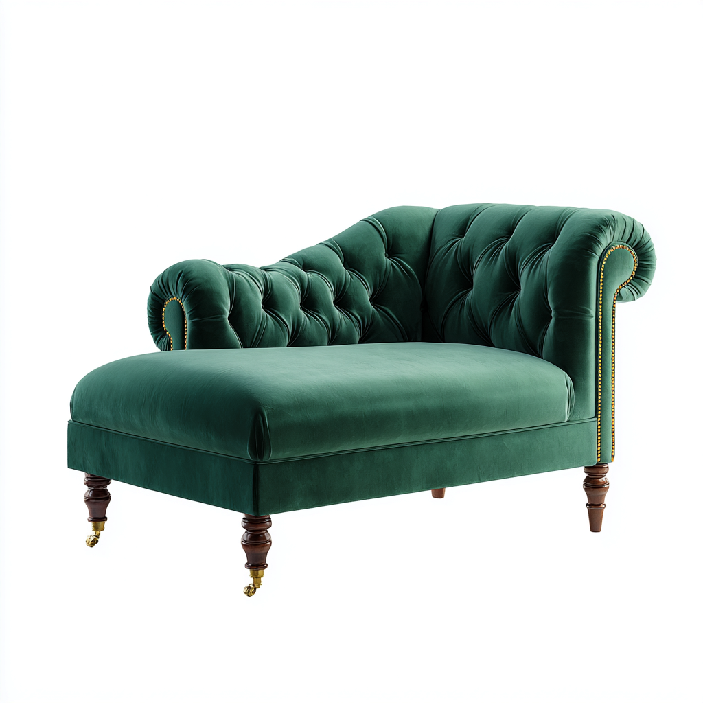 Chaise Longue Capitonnée En Velours 165X70X78 Cm - Vert Foncé - Usage Salon - Design Classique Élégant-Sovoraiodecor