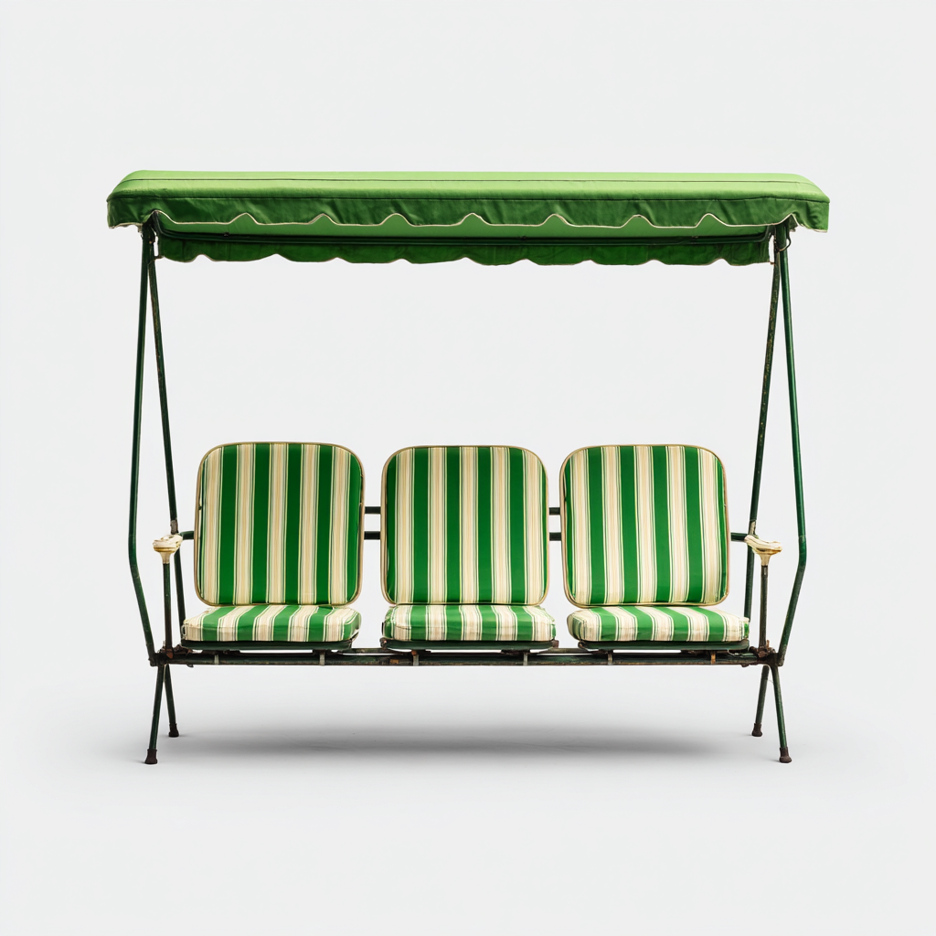 Balancelle De Jardin 3 Places En Métal Avec Toit 200X120X170 Cm - Vert-Blanc - Avec Coussins - Design Classique Pour Extérieur-Sovoraiodecor