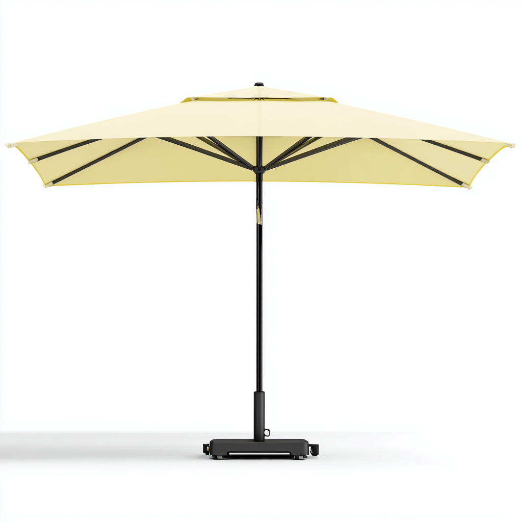 Parasol De Jardin Carré En Tissu 300X300X255 Cm - Jaune Pâle - Protection Solaire Pour Extérieur-Sovoraiodecor
