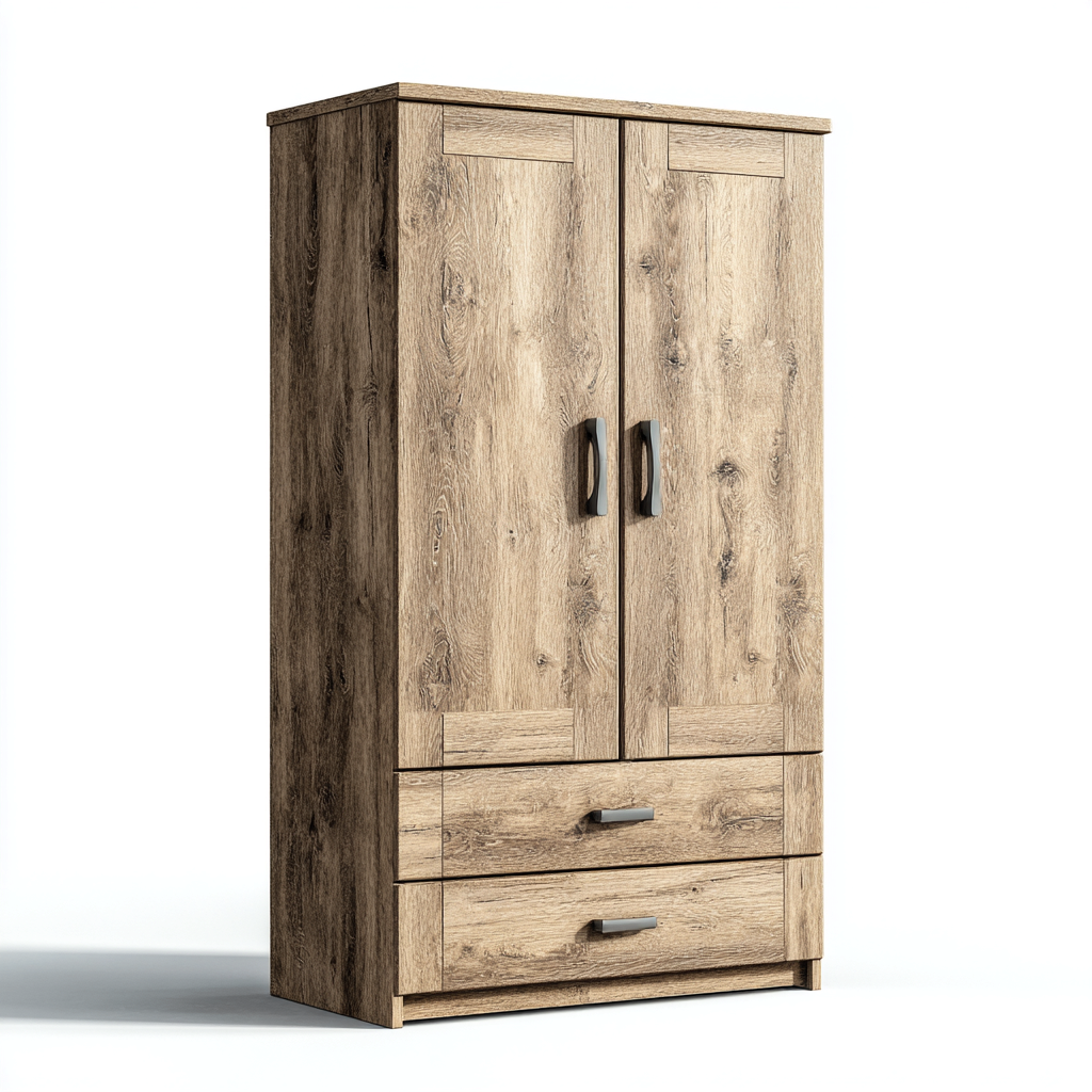Armoire En Bois 135X58X190 Cm - Chêne Naturel - Design Rustique - Rangement Chambre-Sovoraiodecor