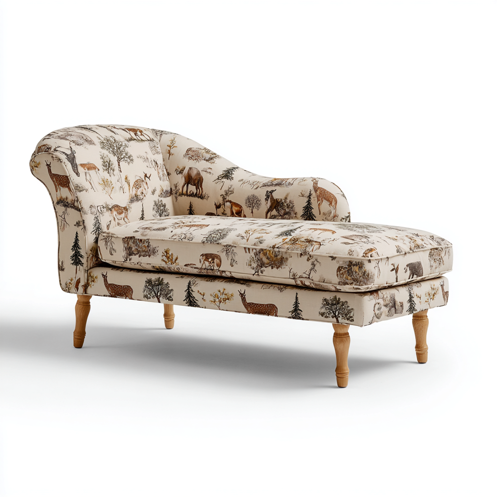 Chaise Longue Rembourrée En Tissu Imprimé 160X74X80 Cm - Multicolore - Usage Salon - Design Classique Décoratif-Sovoraiodecor