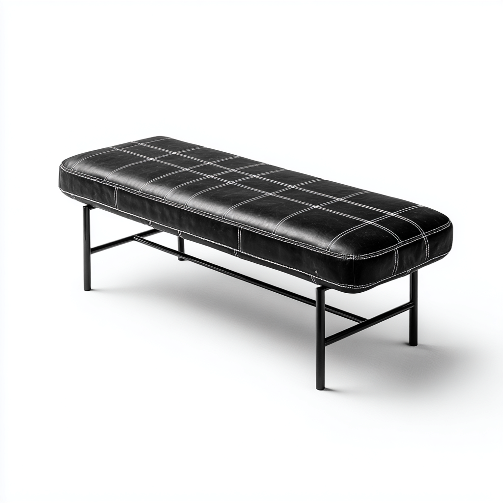 Banc De Lit Rembourré 120X40X45 Cm - Noir - Revêtement En Cuir Synthétique - Style Moderne-Sovoraiodecor