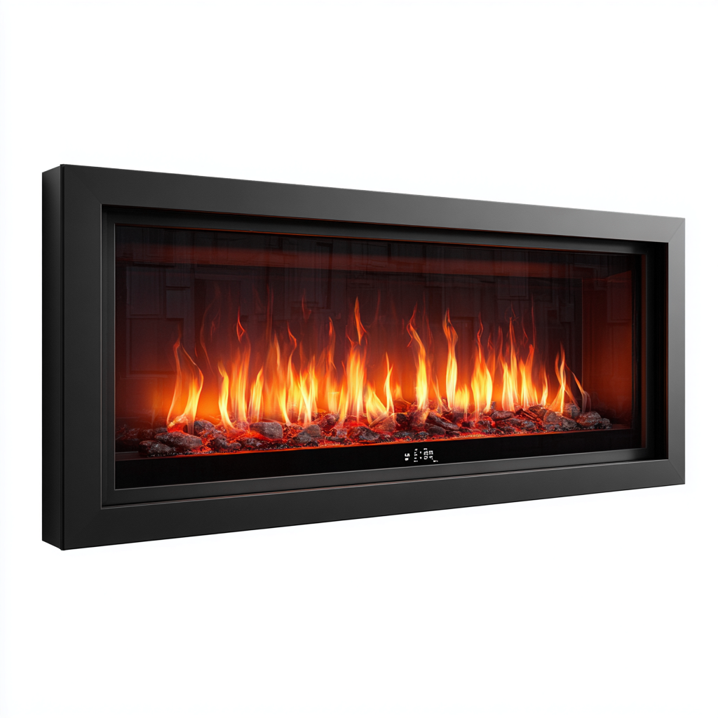 Cheminée Électrique Murale Avec Effet Flammes Led 120X15X45 Cm - Noir - Usage Intérieur - Design Moderne Mural-Sovoraiodecor