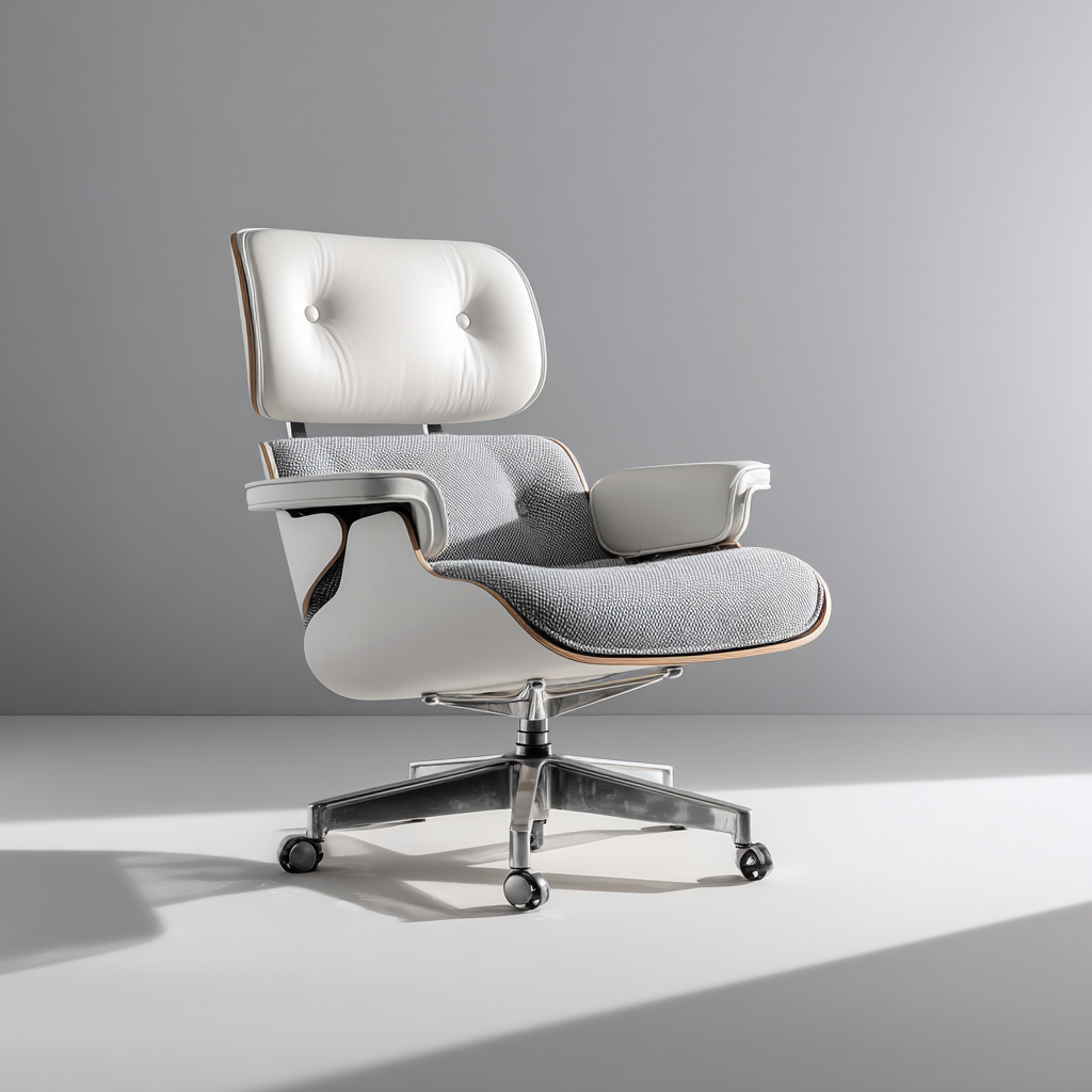 Chaise De Bureau Ergonomique Rembourrée En Tissu 65X65X90 Cm - Blanc Et Gris - Usage Bureau - Design Moderne Confortable-Sovoraiodecor