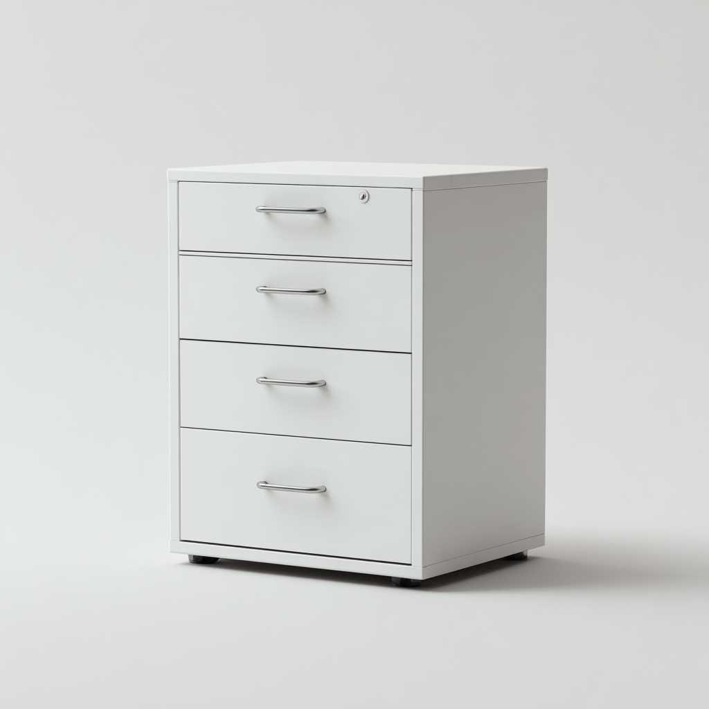 Armoire De Bureau À Tiroirs En Panneaux Mdf 45X50X65 Cm - Blanc - Rangement Professionnel - Style Moderne-Sovoraiodecor