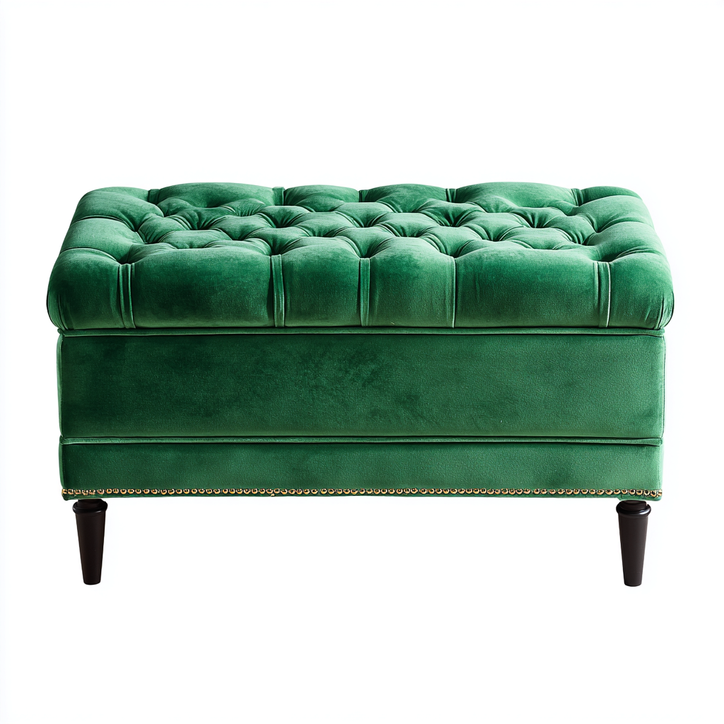 Banc De Lit Rembourré En Tissu 120X40X45 Cm - Vert Émeraude-Noir - Assise Capitonnée - Design Classique-Sovoraiodecor