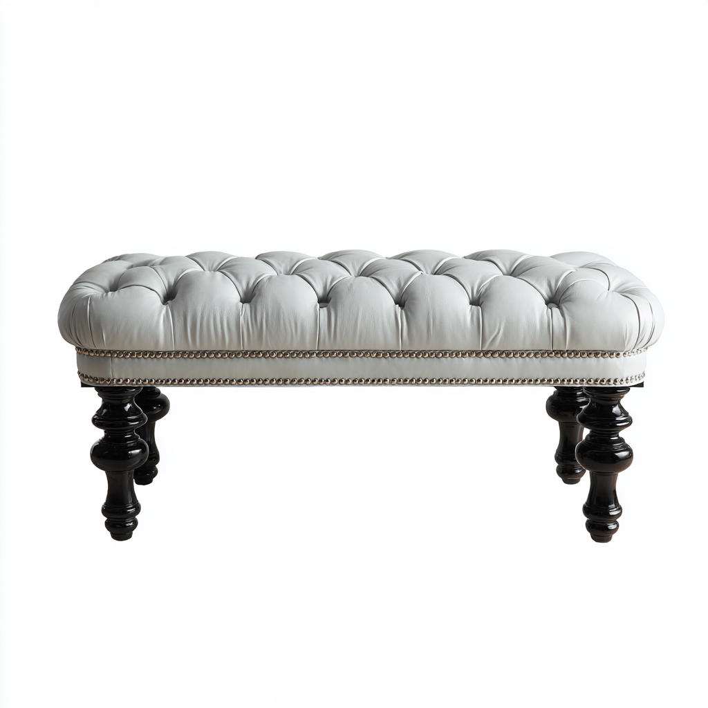 Banc De Lit Rembourré 130X45X45 Cm - Gris Clair - Revêtement En Cuir Synthétique - Style Classique-Sovoraiodecor