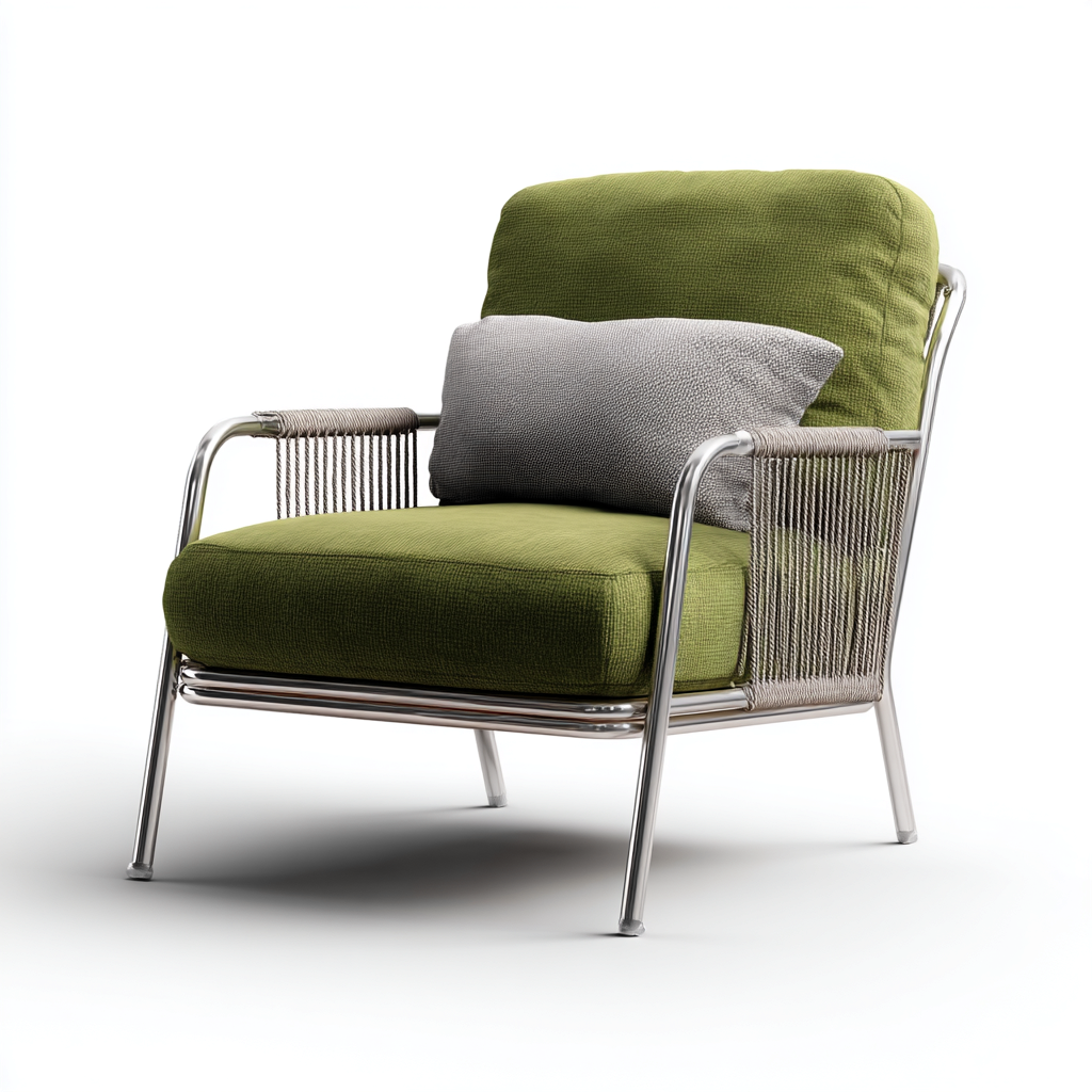 Fauteuil De Jardin En Tissu Et Métal 86X80X82 Cm - Vert Olive - Design Contemporain Pour Extérieur-Sovoraiodecor