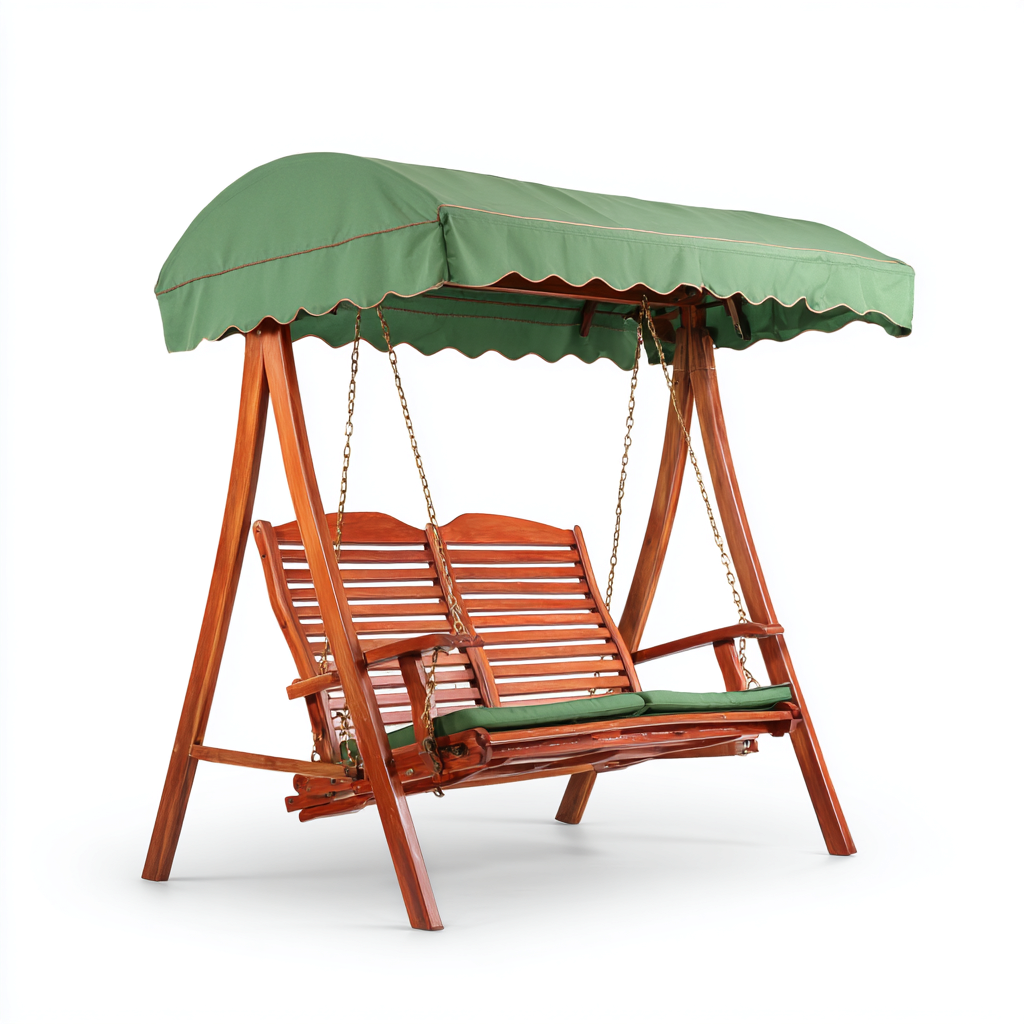 Balancelle De Jardin 2 Places En Bois Avec Toit 180X120X170 Cm - Vert-Naturel - Design Détente Extérieur-Sovoraiodecor