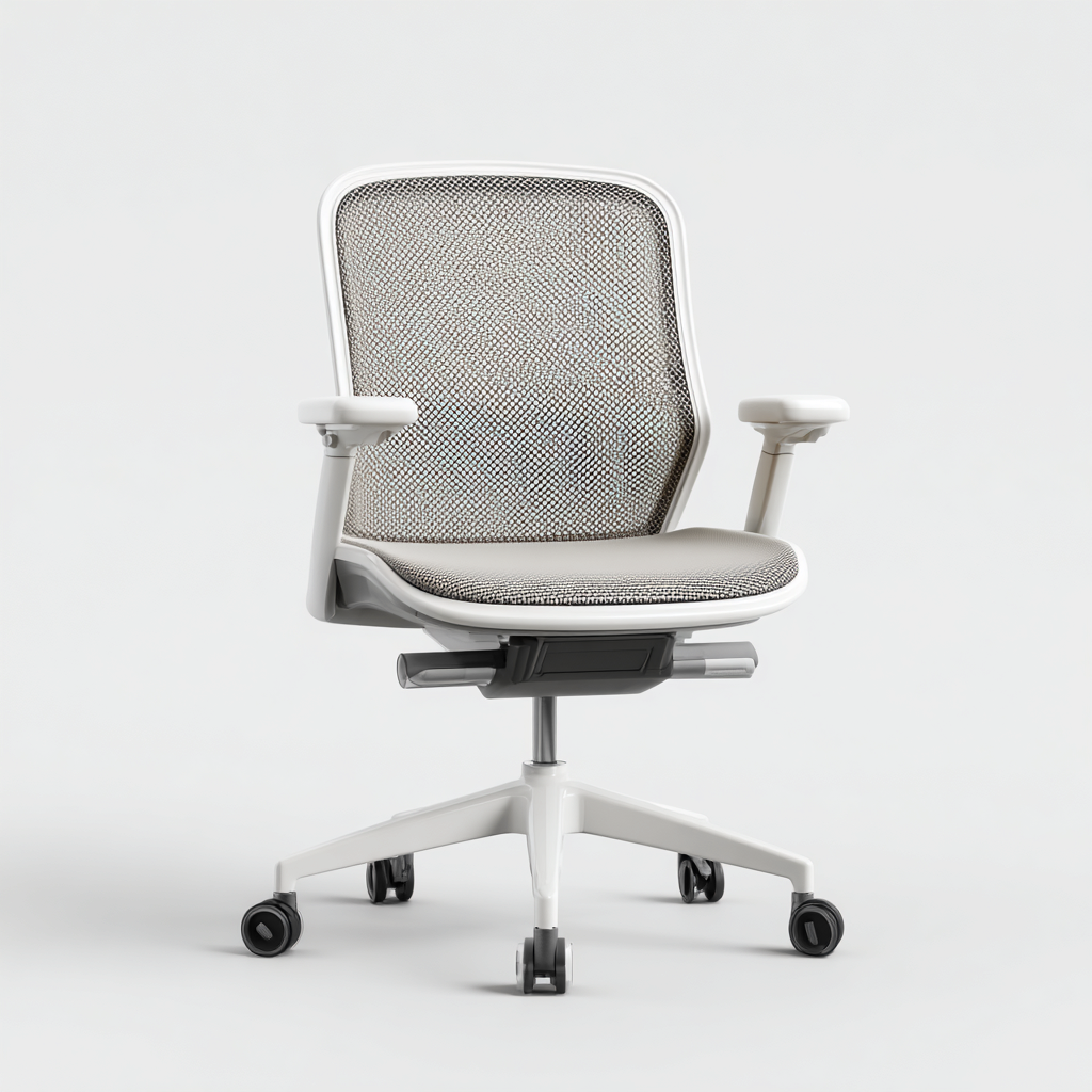 Chaise De Bureau Ergonomique En Maille Respirante 60X60X95 Cm - Blanc Et Gris Clair - Usage Bureau - Design Moderne Réglable-Sovoraiodecor