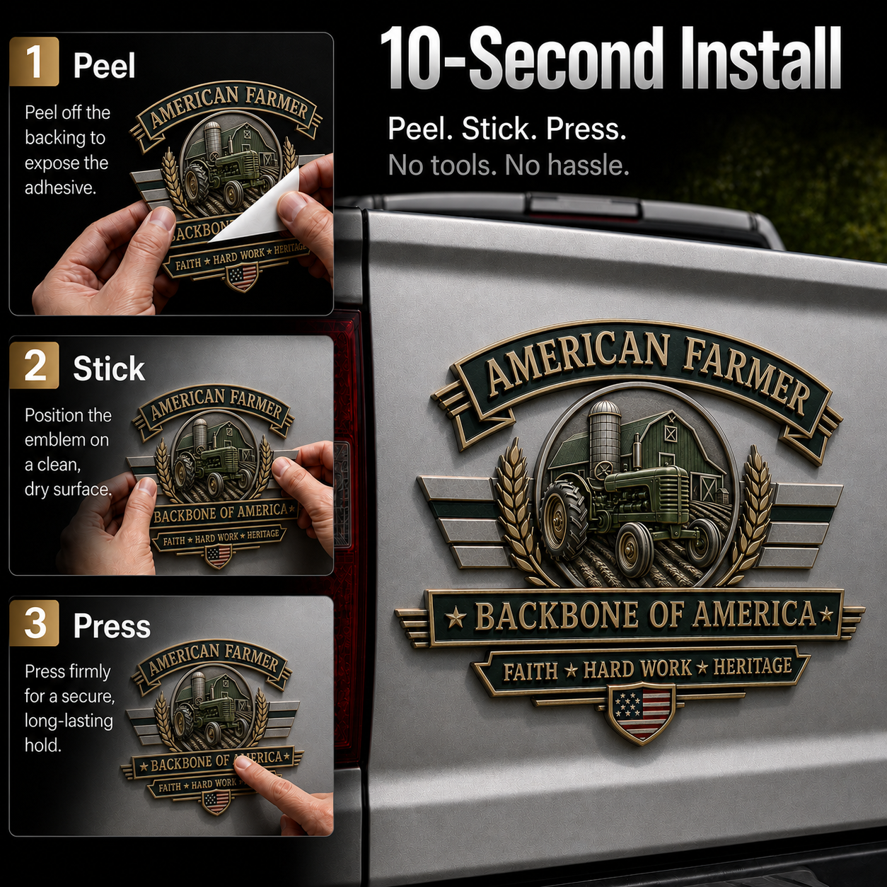 Last Day Promo: 49% OFF – American Farmer Heritage Metal Car Emblem