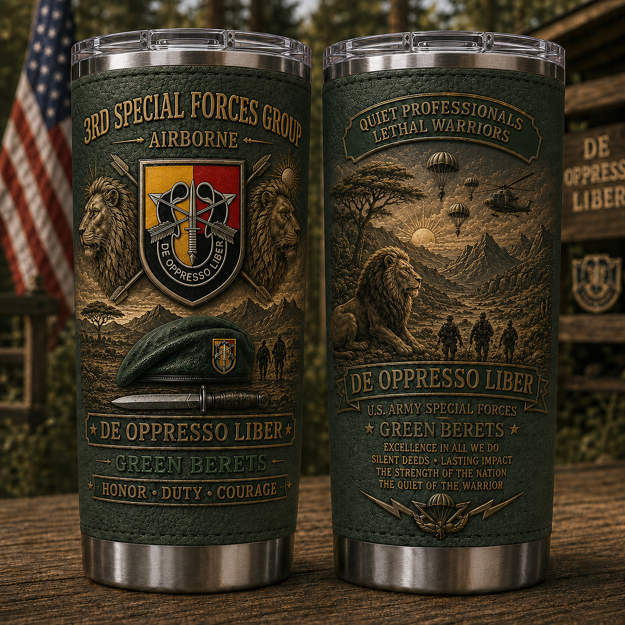 U.S. Army Special Forces Group “De Oppresso Liber” Insulated Travel Tumbler Collection