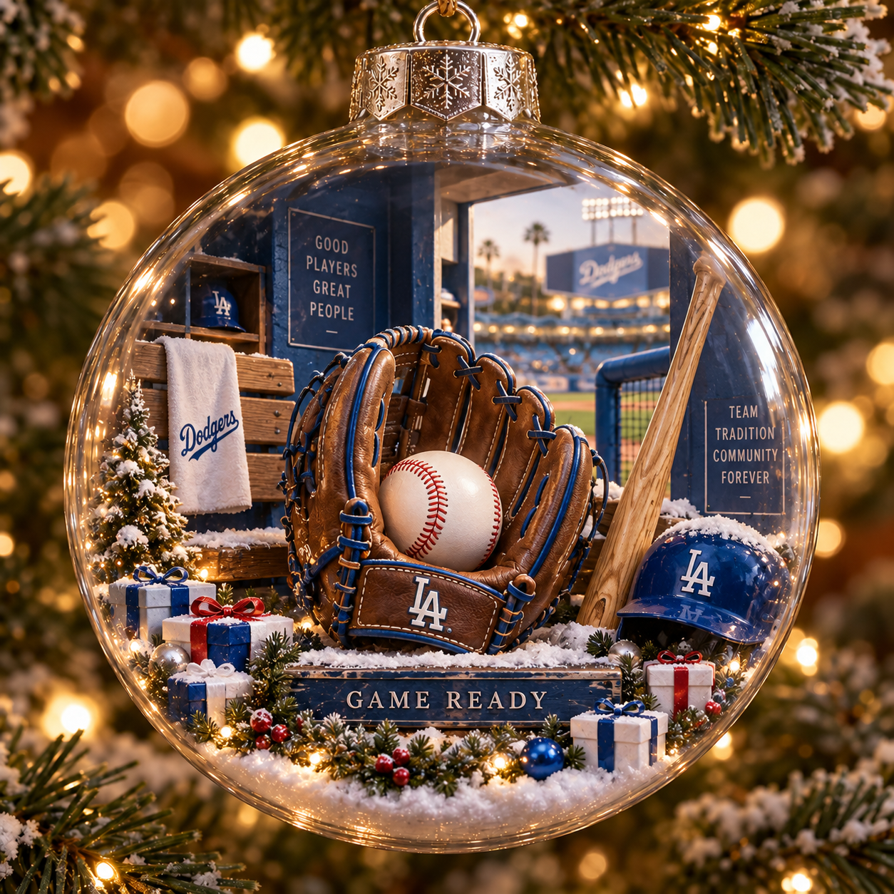 Baseball glove light-up diorama ornament