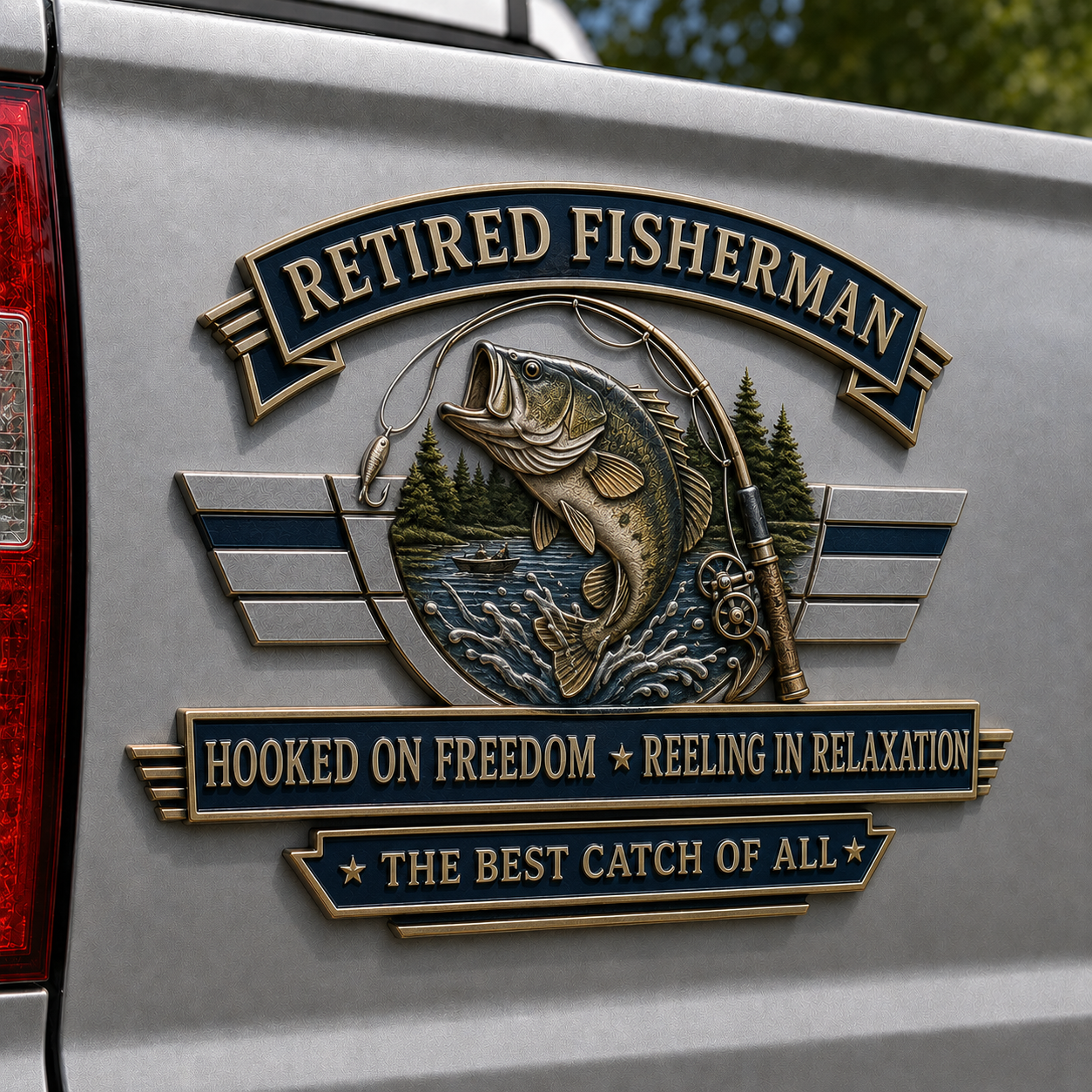 Last Day Promo: 49% OFF 🎣 Retired Fisherman Freedom & Relaxation Metal Car Emblem