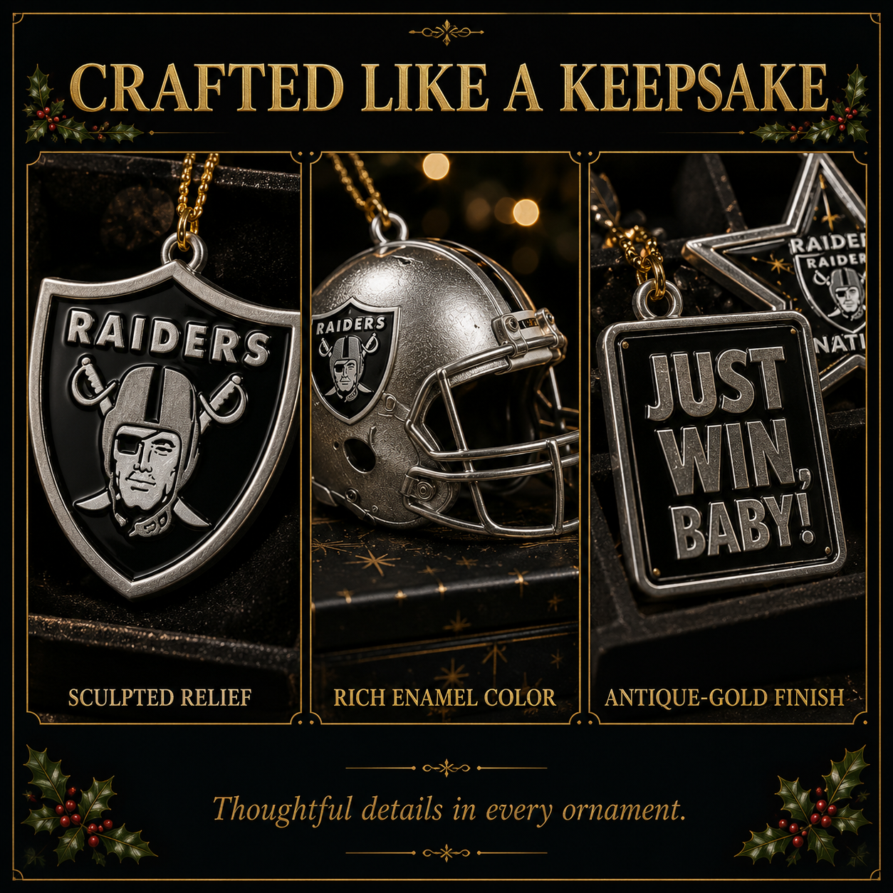 Complete Silver and Black Football Christmas Collection