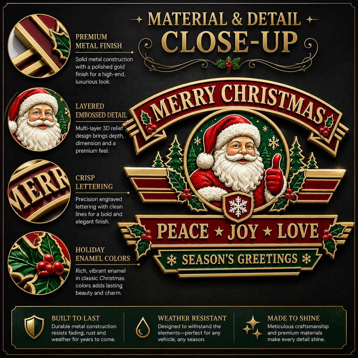 🎄 Christmas Vintage Metal Car Emblem