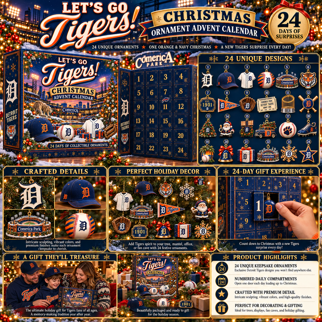 Baseball heritage inspired Christmas advent keepsake collection