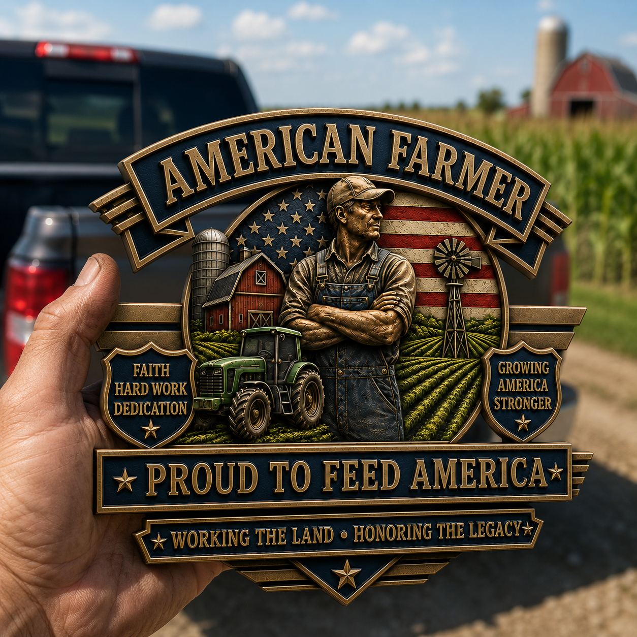 Last Day Promo: 49% OFF – American Farmer Heritage Metal Car Emblem