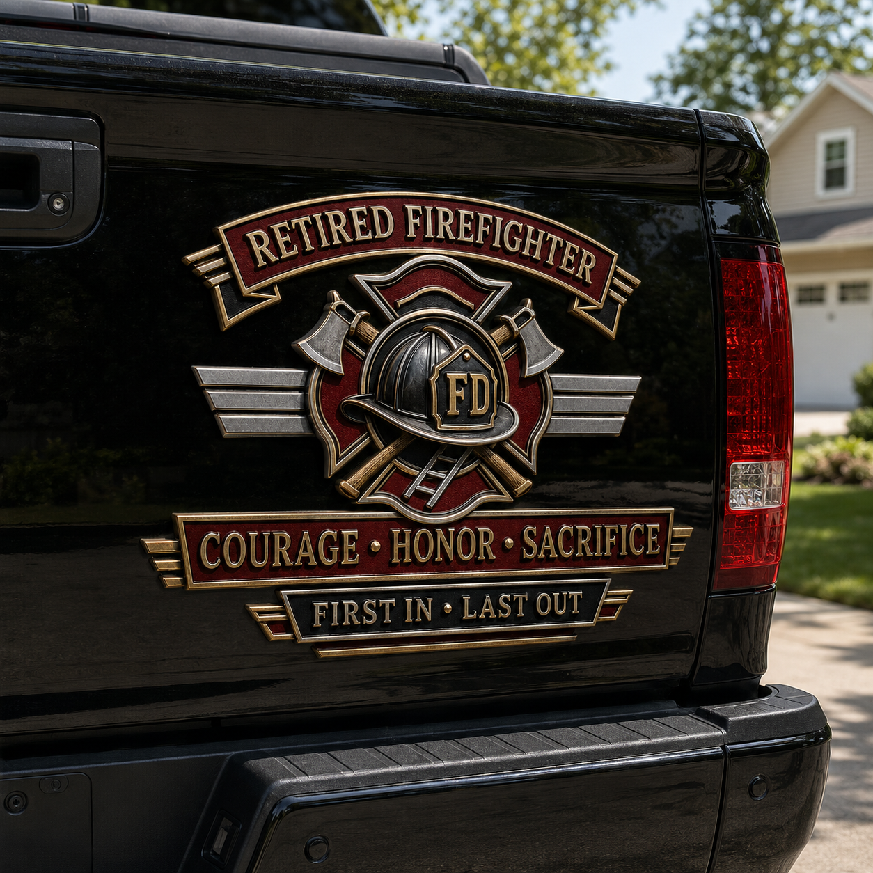 Last Day Promo: 49% OFF – Retired Firefighter Courage Honor Sacrifice Metal Car Emblem
