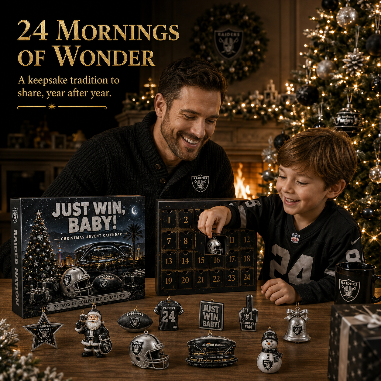 Silver and Black Football Christmas Display