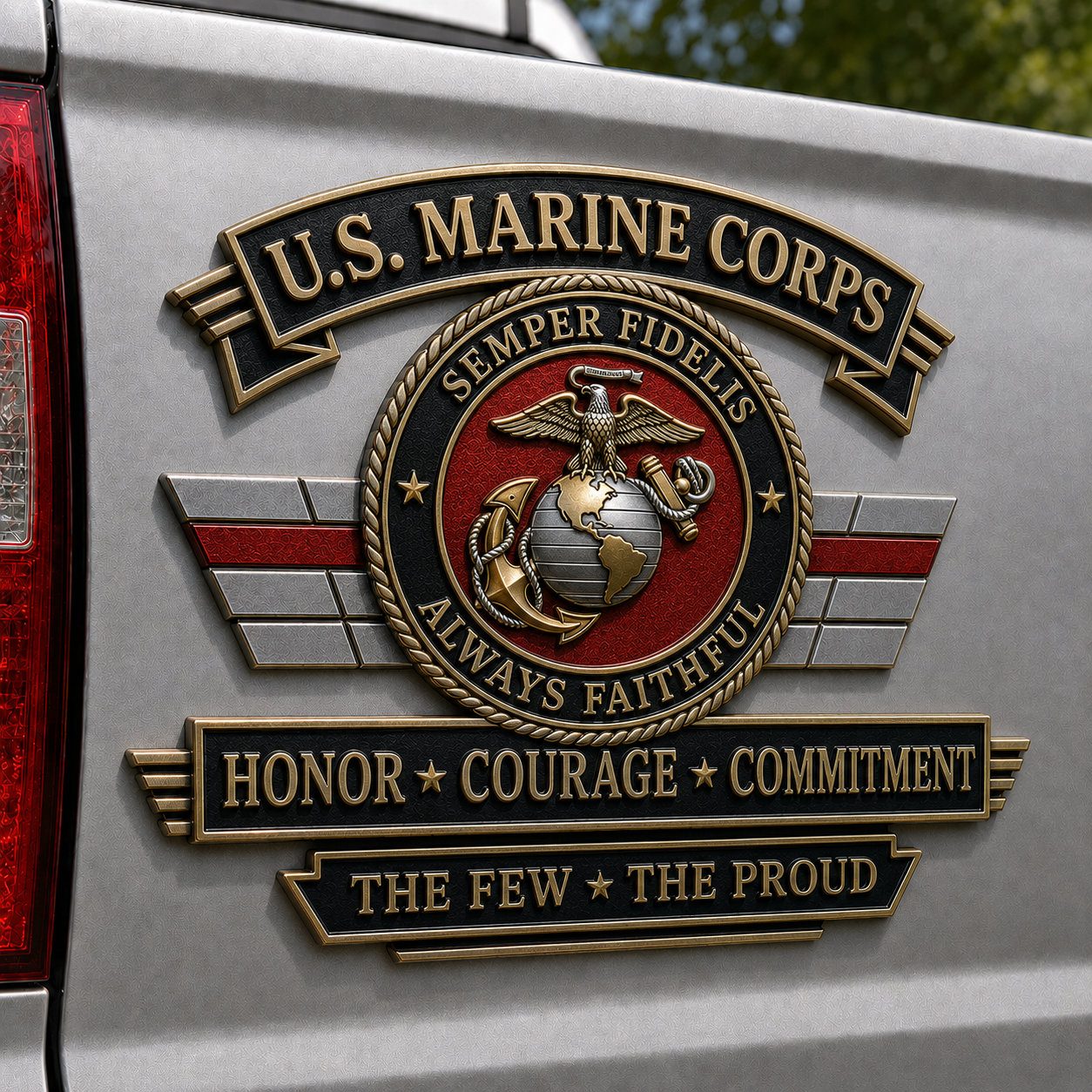 U.S. Armed Forces Tribute Metal Vehicle Emblems