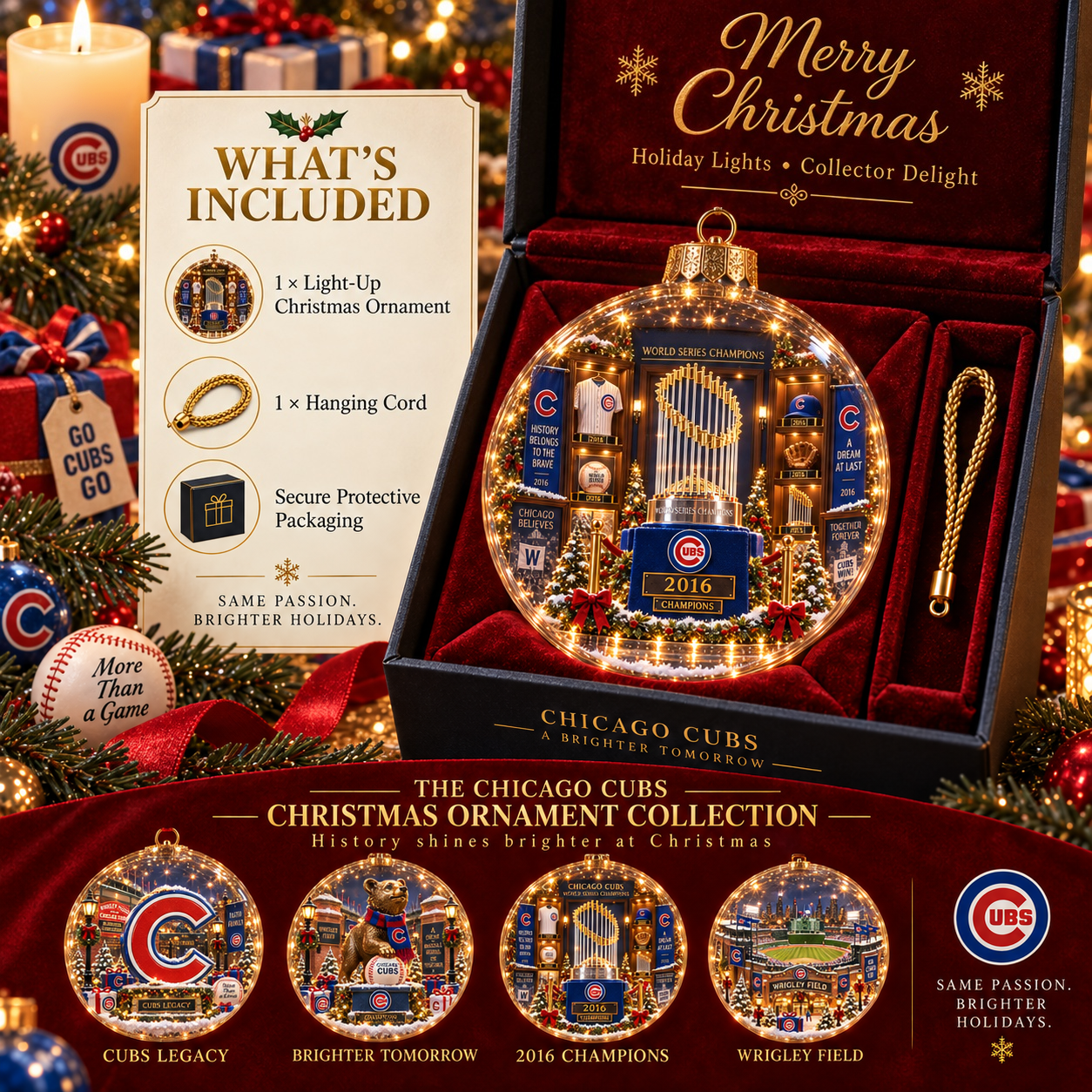 ⚾ Fly the W Light-Up Baseball Christmas Ornament | 8 Styles options