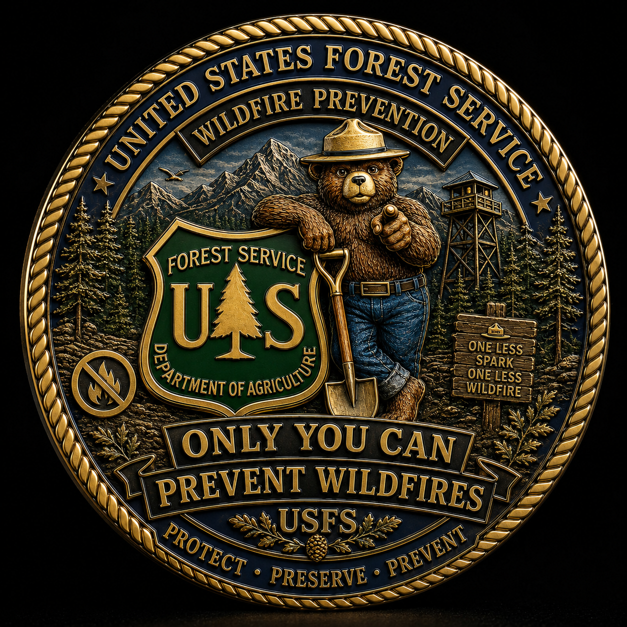 USFS Wildfire Prevention Legacy Challenge Coin