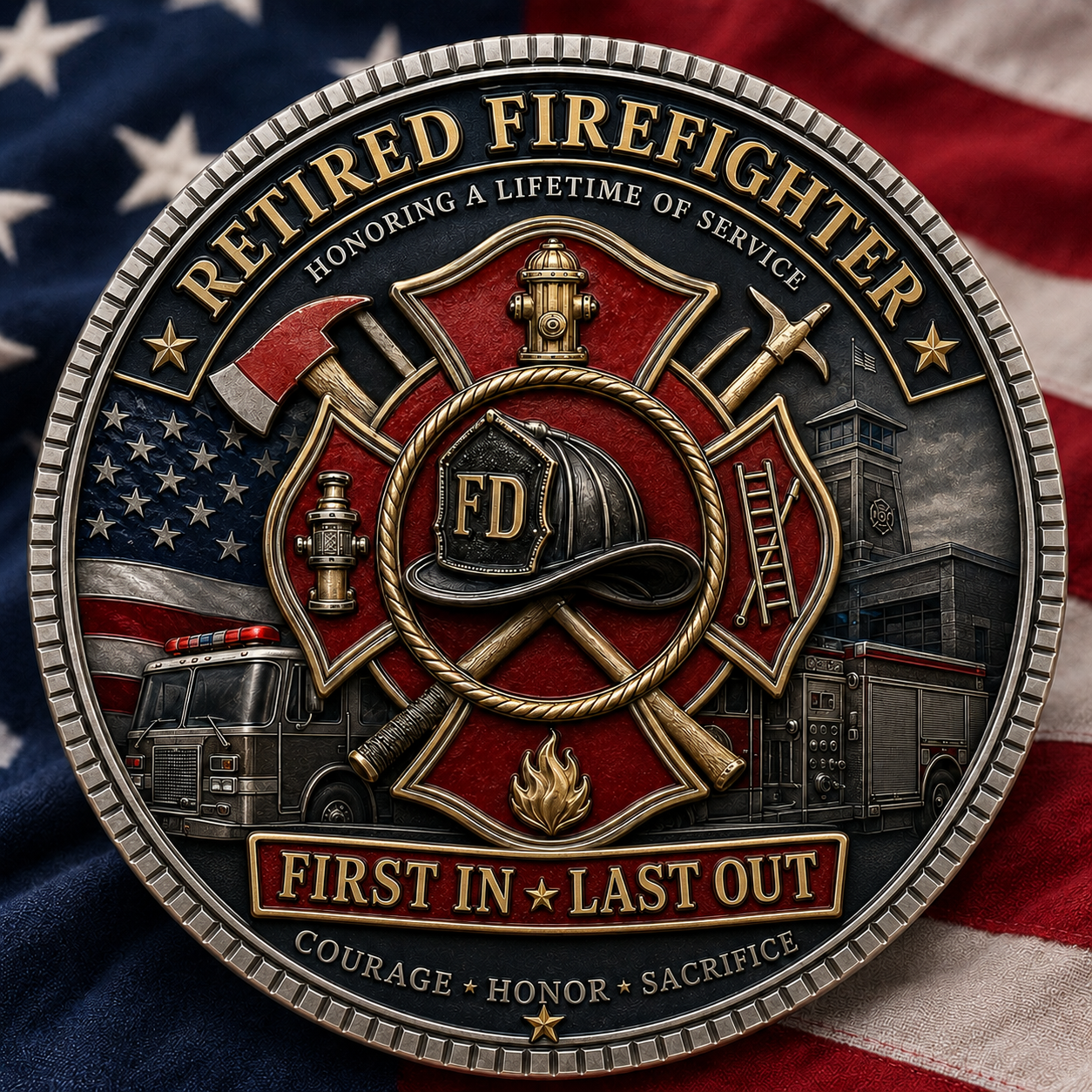 🚒 Retired Firefighter Tribute Commemorative Coin