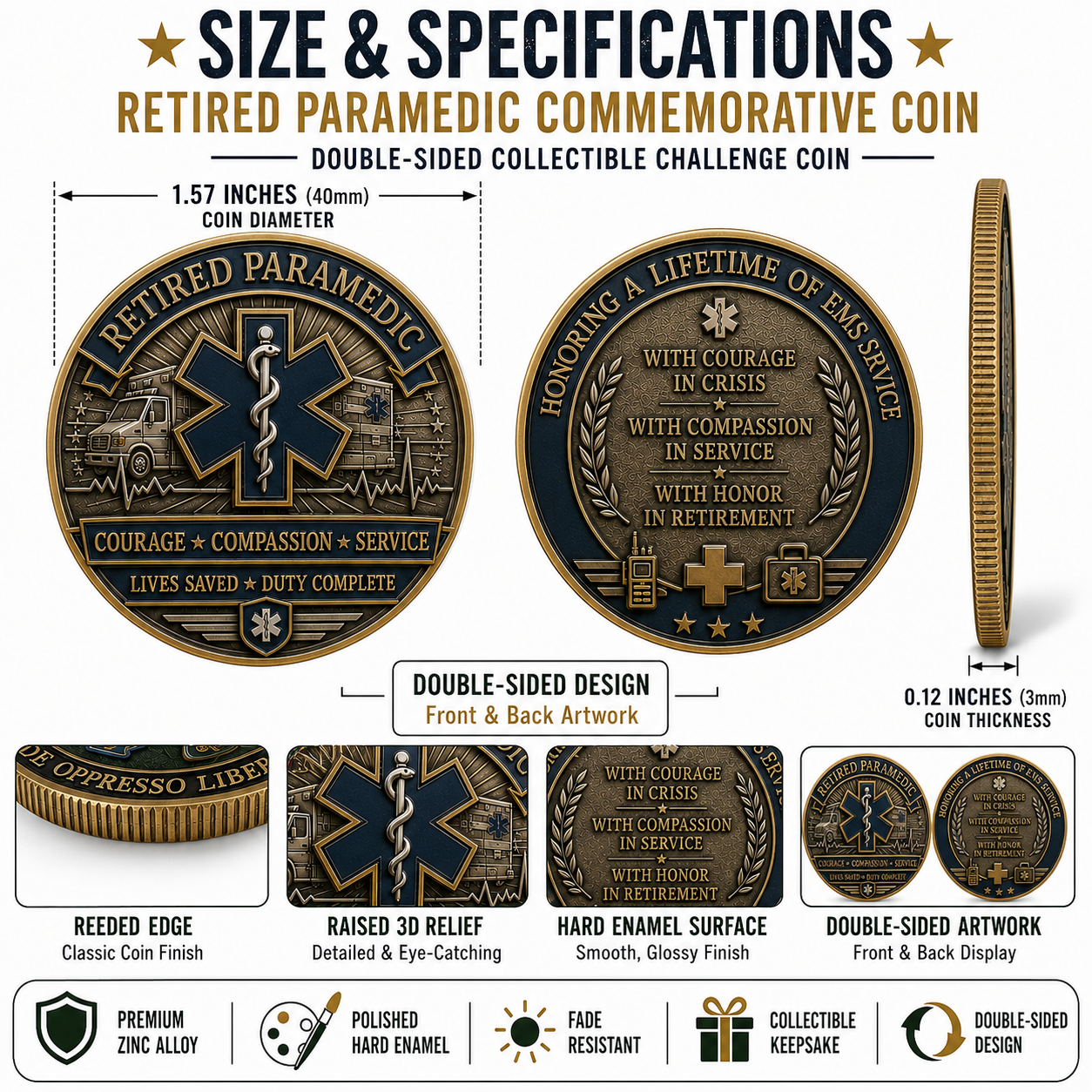 🚑 Retired Paramedic Commemorative Coin