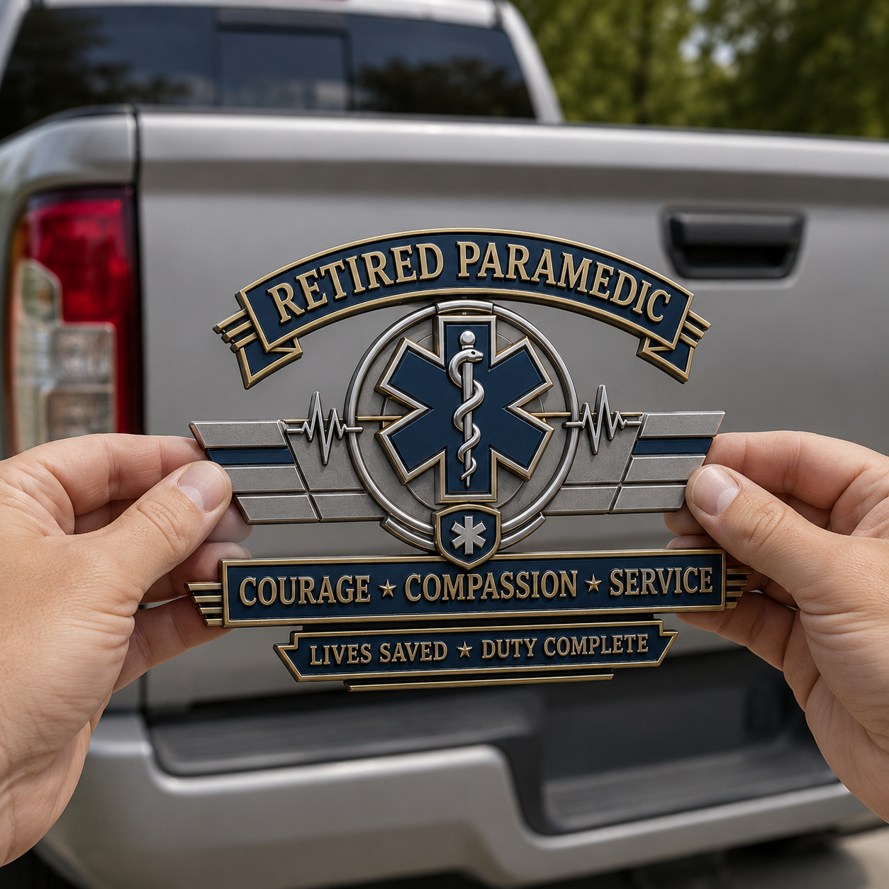 Last Day Promo: 49% OFF – Retired Paramedic Courage Compassion Service Metal Car Emblem
