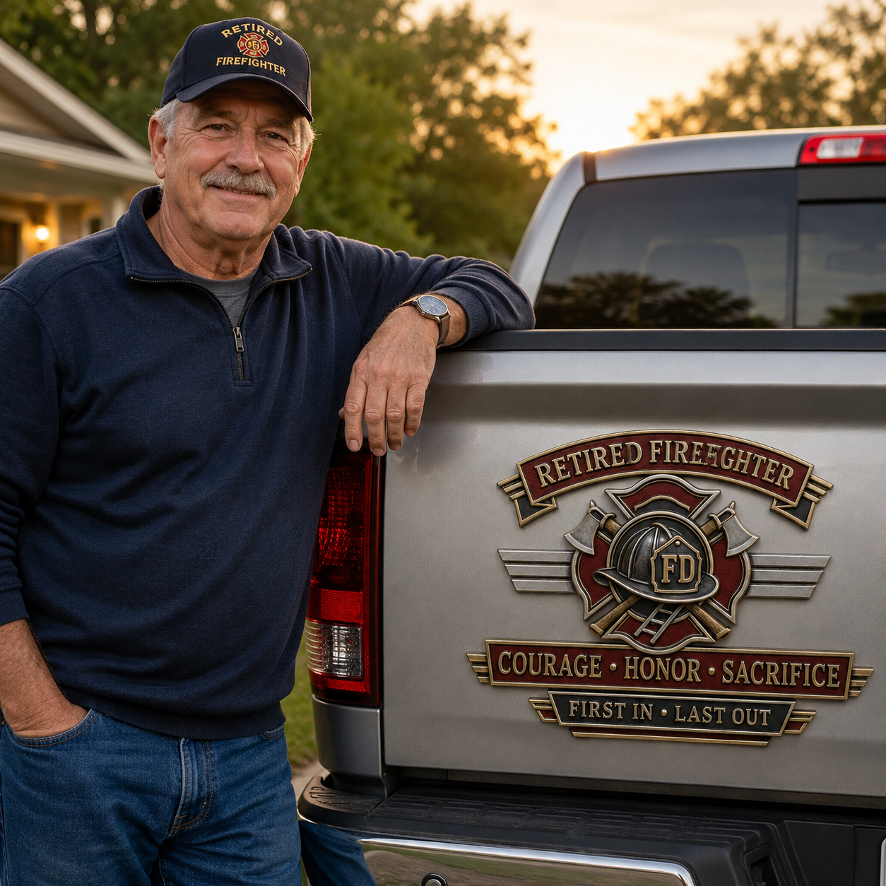 Last Day Promo: 49% OFF – Retired Firefighter Courage Honor Sacrifice Metal Car Emblem