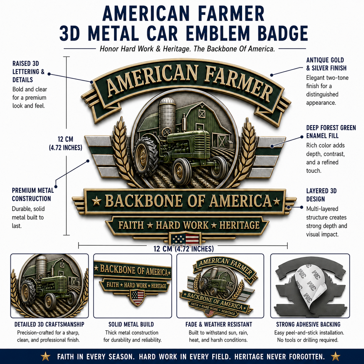 Last Day Promo: 49% OFF – American Farmer Heritage Metal Car Emblem