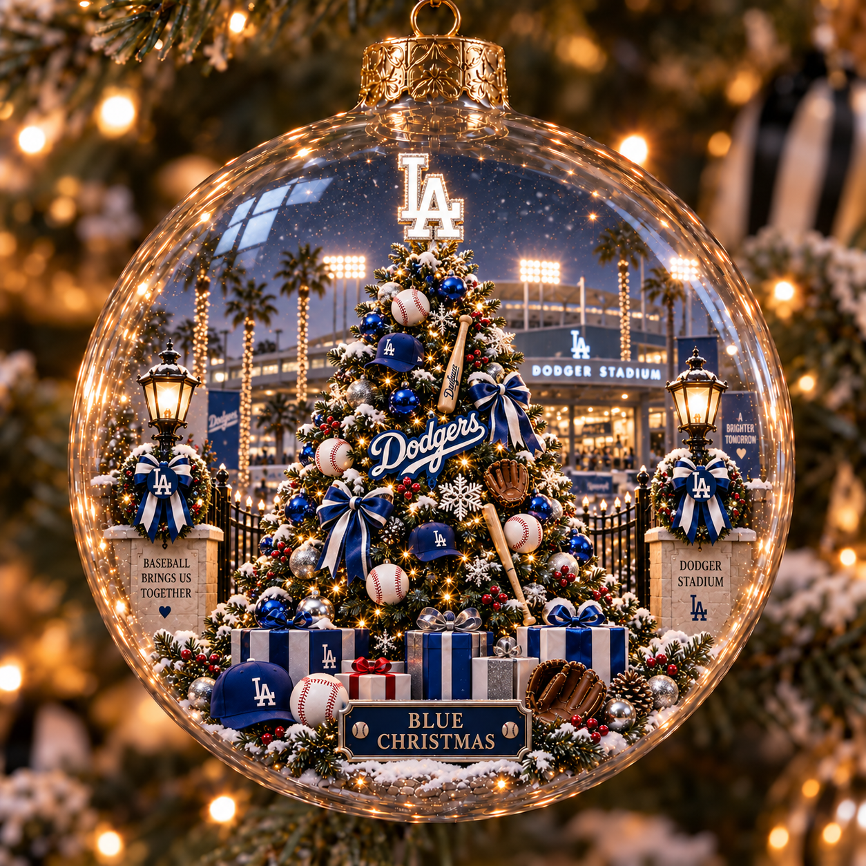 Baseball Christmas tree light-up ornament