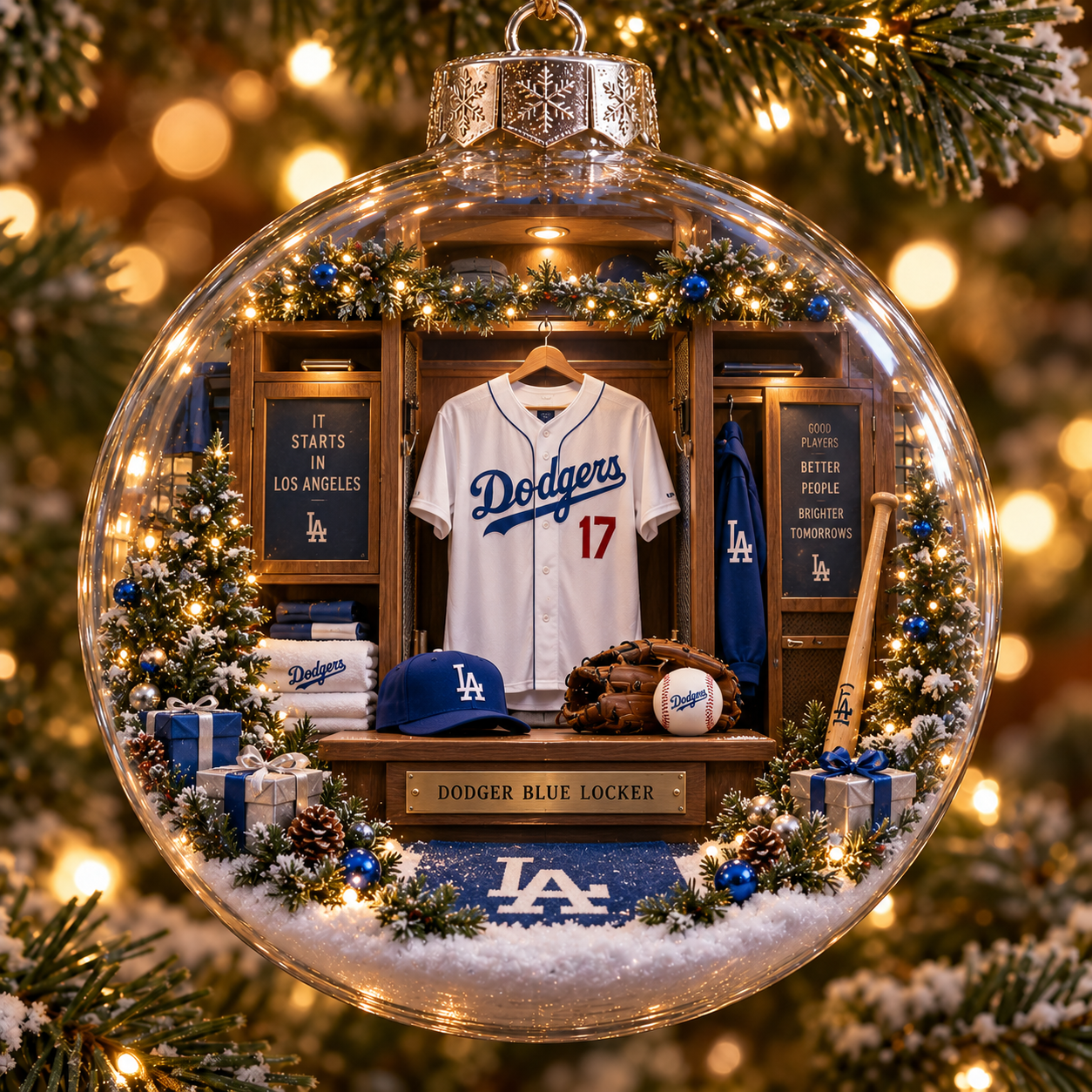 Blue Locker baseball ornament