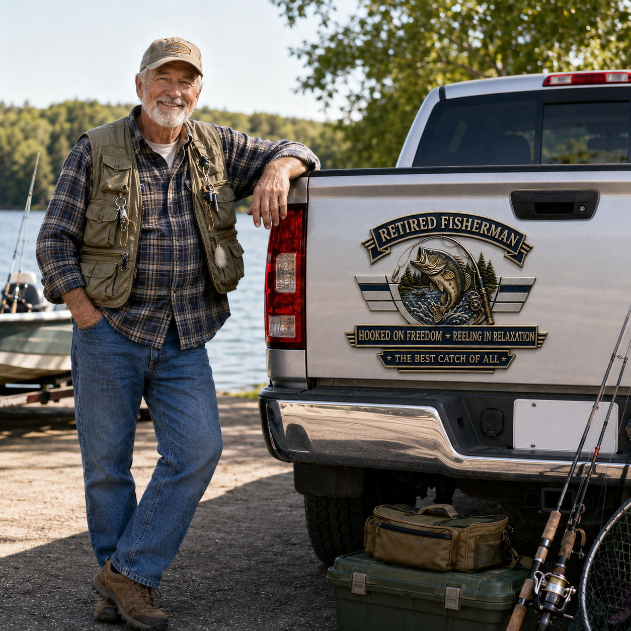 Last Day Promo: 49% OFF 🎣 Retired Fisherman Freedom & Relaxation Metal Car Emblem